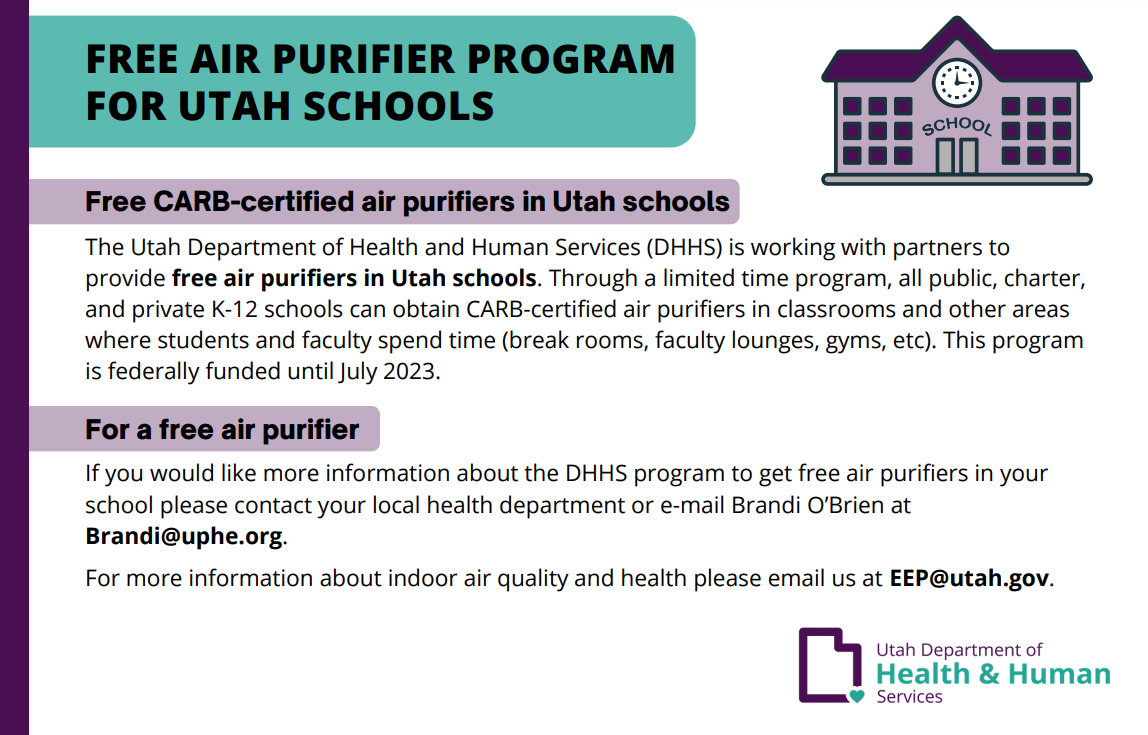 Free Air Purifiers for Utah Schools Utah Physicians for Healthy