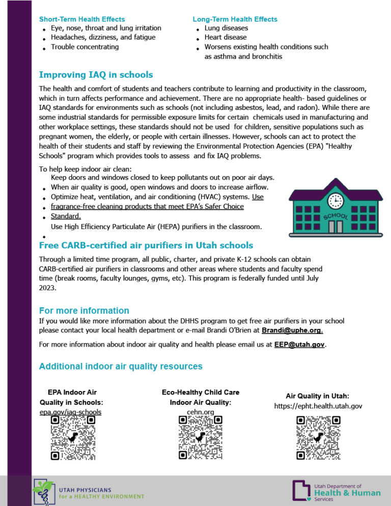 Free Air Purifiers for Utah Schools Utah Physicians for Healthy